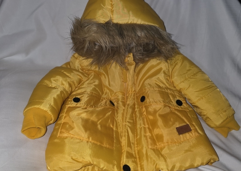 7 For All Mankind Yellow Puff Hooded Jacket Sz. 12months